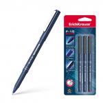 Ручка капиллярная ErichKrause® F-15 Stick Classic, цвет чернил: синий, черный, красный (в блистере по 3 шт.)