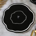 Тарелка керамическая «Черный мрамор», 27 см, цвет чёрный