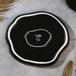 Тарелка керамическая «Черный мрамор», 17 см, цвет чёрный