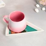 Чайная пара керамическая You are loved, кружка 130 мл, блюдце 11х14.5 см, цвет розовый