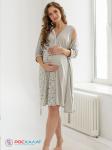 Комплект женский для беременных (халат,сорочка) серый 1730 (84)
