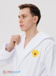 Мужской махровый халат с капюшоном белый вышивка "Россия" МЗ-105 (1)