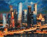 "Вечерние огни Москва-Сити" Мозаика на подрамнике 40х50