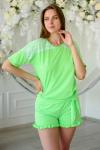 Пижама женская из футболки и шорт из вискозы Клементина зеленый