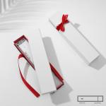 Коробочка подарочная под браслет/цепочку/часы «Лента», 21*4 (размер полезной части 20,2*3,8 см), цвет бело-бордовый