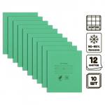 Комплект тетрадей из 10 штук 12 листов в клетку Зелёная обложка, блок офсет, белизна 90-95%