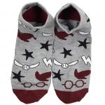 Гарри Поттер | Укороченные носки "Атрибутика Гарри Поттера", р-р 36-40 (серый/бордовый)