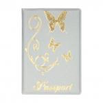Обложка для паспорта OfficeSpace Бабочки мягкий полиуретан, серебро, тиснение золотом, 342741