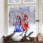 Наклейка на окно 4948157 Дед Мороз и Снегурочка, многоразовые 20*34 см