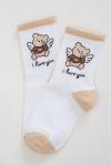 Детские носки стандарт Мишка-Ангел комплект 1 пара Белый/бежевый