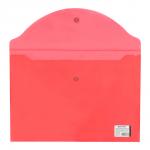 Папка-конверт Brauberg 221636 с кнопкой А4, 100 листов, прозрачная, цвет:красный