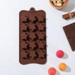 Форма для шоколада Доляна «Звездочёт», силикон, 20,5_10,5_1,5 см, 15 ячеек, цвет коричневый