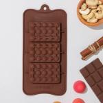 Форма для шоколада Доляна «Мини-шоколадки», силикон, 22_11_1 см, 3 ячейки, цвет коричневый