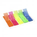 Канцелярские блок-закладки Profit ЗС-1877 самоклеющиеся, пластиковые, 5 цветов 45*12 мм, 20 листов