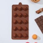 Форма для шоколада Доляна «Трюфели», силикон, 21_10_2,2 см, 15 ячеек, цвет коричневый