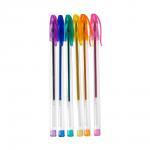 Ручка гелевая 641002 набор в блистере, металлик, с блёстками, 6 цветов