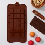 Форма для шоколада Доляна «Плитка», силикон, 22,5_10,5_0,2 см, 24 ячейки (2_2,5 см), цвет коричневый