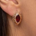 Серьги ювелирная бижутерия коллекция Дубай покрытие позолота вставка камень цвет красный