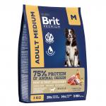 Brit корм для собак Индейка и телятина 3кг Premium Adult Medium 5063161 Брит