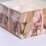 Коробка для капкейка, кондитерская упаковка, «Магнолии», 16 х 16 х 10 см