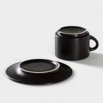 Чайная пара Carbone: чашка 200 мл, h=6,5 см, блюдце d=15,3 см, цвет чёрный