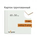 Картон грунтованный 40 х 50 см, толщина 2 мм, акриловый грунт, Calligrata, в наборе 5 шт.