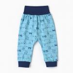 Ползунки детские "Антошка", цвет голубой/енот, рост 68