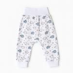 Ползунки детские "Антошка", цвет белый/слоны, рост 80