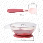 Набор для кормления: миска на присоске, с крышкой + ложка, цвет розовый, 400 мл.