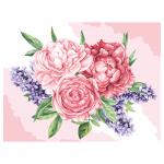 Картина по номерам на картоне ТРИ СОВЫ Розы и сирень, 30*40, с акриловыми красками и кистями, КК_53786