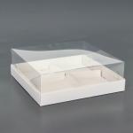 Коробка для муссовых пироженных 4 штуки, 17x17x6 Белый