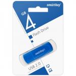 Флешка Smartbuy 4GB2SCB, 4 Гб, USB2.0, чт до 15 Мб/с, зап до 12 Мб/с, синяя