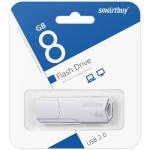 Флешка Smartbuy 8GBCLU-W, 8 Гб, USB2.0, чт до 25 Мб/с, зап до 15 Мб/с, белая