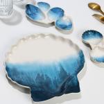 Соусник керамический «Морская ракушка», 8.5 х 15 см., цвет белый-голубой