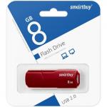 Флешка Smartbuy 8GBCLU-BG, 8 Гб, USB2.0, чт до 25 Мб/с, зап до 15 Мб/с, темно-красная