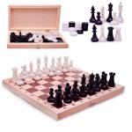 Шахматы + шашки с деревянной доской (шахматы гроссмейстерские пластиковые, шашки пластиковые, доска шахматная деревянная 415х215мм)