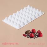 Форма для муссовых десертов и выпечки KONFINETTA «Ежевика», силикон, 29*16*2,5 см, 35 ячеек (2,8*2,5 см), цвет белый