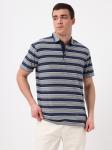 Джемпер мужской с воротником поло короткий рукав GREG G144-KD1246T-HS050 (сине-зел. полоска)