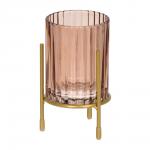 QWERTY Ваза-подсвечник стеклянная "Elektra", на матовой подставке, 10*7,5 см, сепия /24