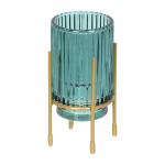 QWERTY Ваза-подсвечник стеклянная "Elektra", на матовой подставке, 13*8,5 см, аквамарин /24