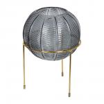 QWERTY Ваза стеклянная круглая "Irida", на глянцевой подставке, 15,5*20 см, графитовая /4