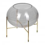 QWERTY Ваза стеклянная "Yumelia", на глянцевой подставке, 14,5*21 см, графитовая /6