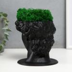 Кашпо бетонное "Давид" со мхом черный 11,5х15,5х12 см (мох зеленый стабилизированный)