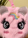 Брелок - блокнот плюшевый "Unicorn eyes", pink