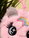 Брелок - блокнот плюшевый "Unicorn eyes", pink
