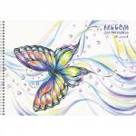 Альбом для рисования А4 20л., Канц-Эксмо, гребнь, мелованный картон, блок офсет, 110 г/м2, "Бабочки"
