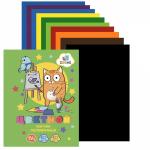 Картон цветной Zoomi, А4, мелованный, односторонний, 10 листов, 10 цветов, картонная папка, "Котик"