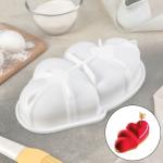 Форма для муссовых десертов и выпечки Доляна «Влюблённые сердца», силикон, 27_17 см, цвет белый