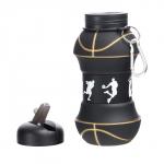 Бутылка для воды, 550 мл, "Баскетбольный мяч", складная, черная, 18 х 8.7 см