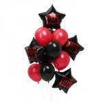 Букет из шаров «Happy B-day man», чёрно-красный, для него, фольга, латекс, набор 14 шт.